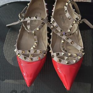 Valentino Rockstud T-Strap Flats